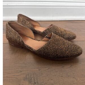 Madewell Marisa Spotted Calf Hair Slip On D'Orsay Flats Brown Women's Size 8